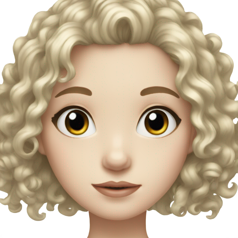 genmoji：肤色苍白的短卷发女孩，长睫毛