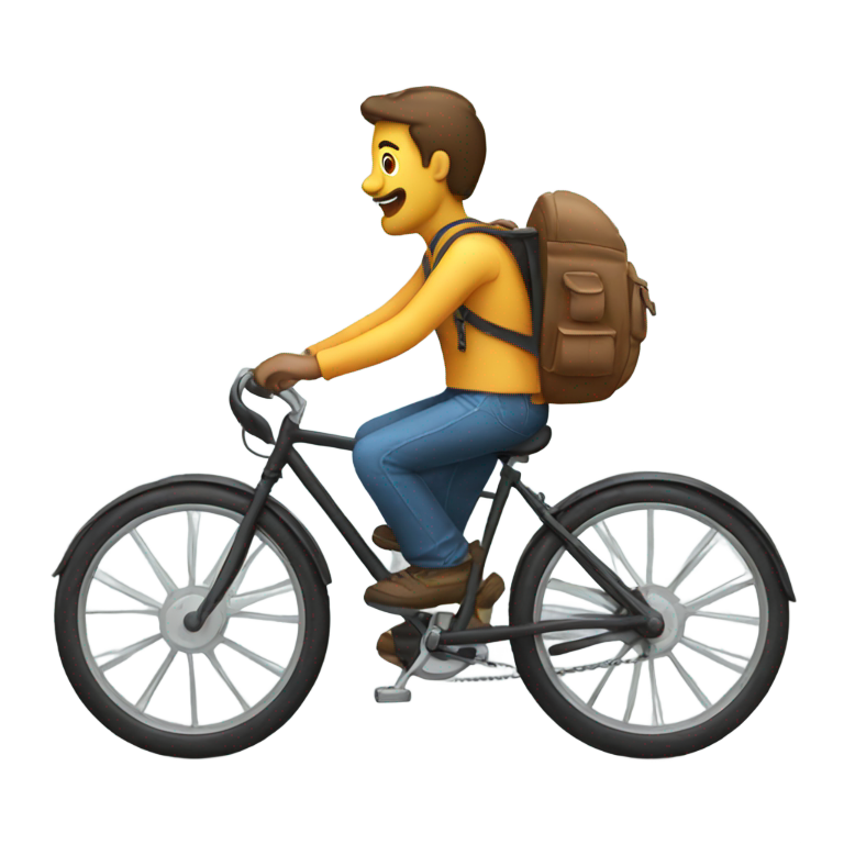 genmoji：骑自行车的男人背着大背包