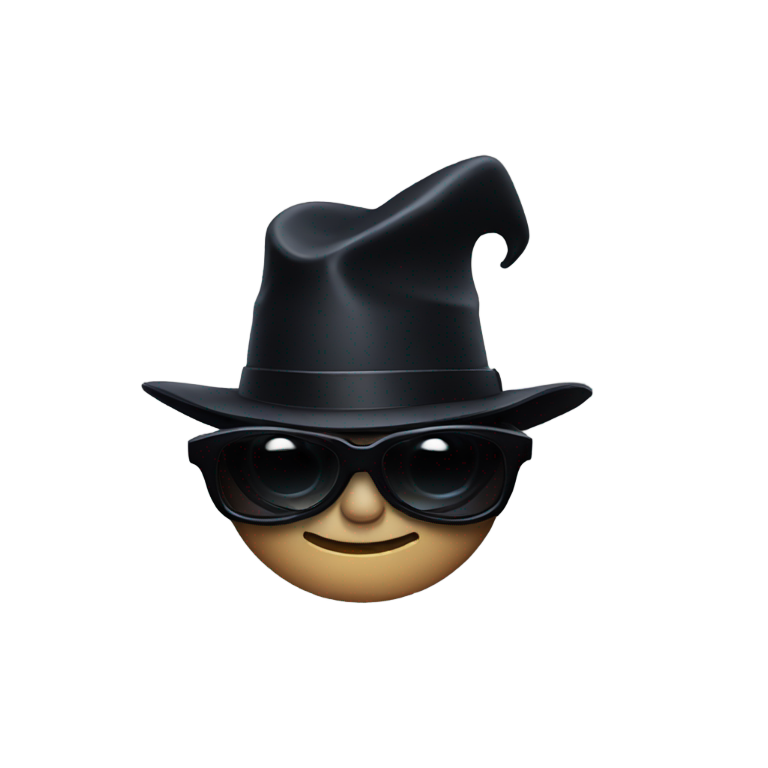 genmoji：A bat in dark glasses and an agent's dark hat