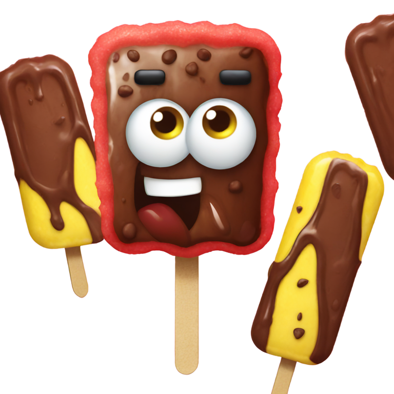 絵文字：スポンジボブポップシクル、目がチョコレートになるので怒っています。
