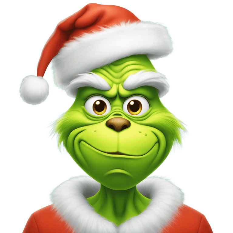 絵文字：Grinch wearing a Christmas hat