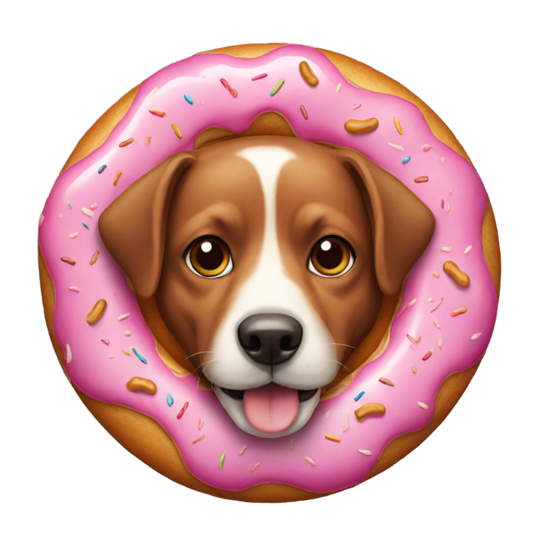 絵文字：ドーナツの皮を被った犬