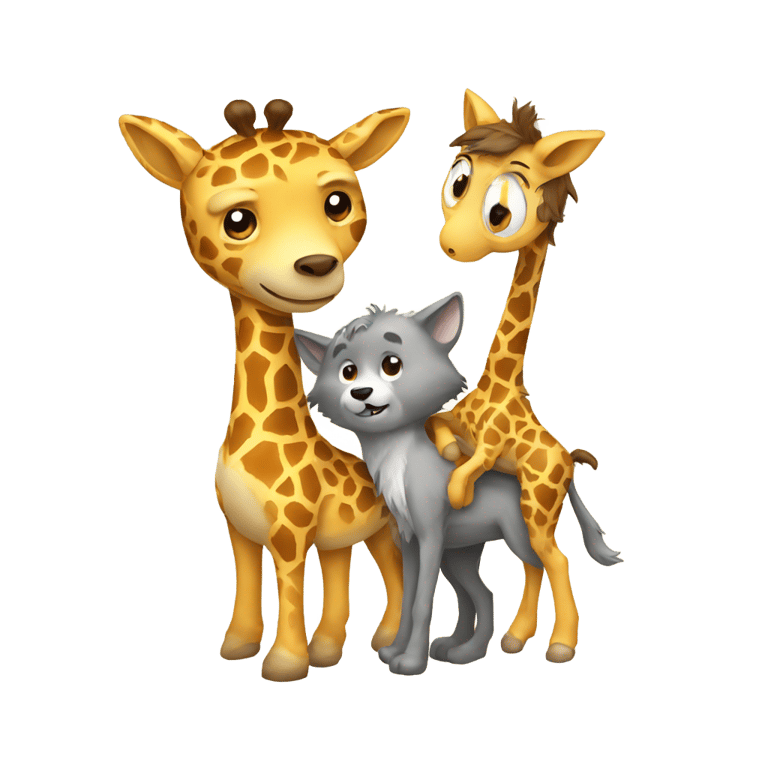 genmoji : Girafe embrassant un loup