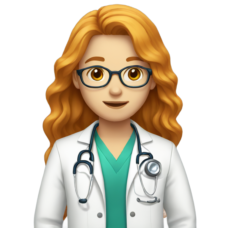 genmoji : Adolescent docteur aux cheveux roux et longs.