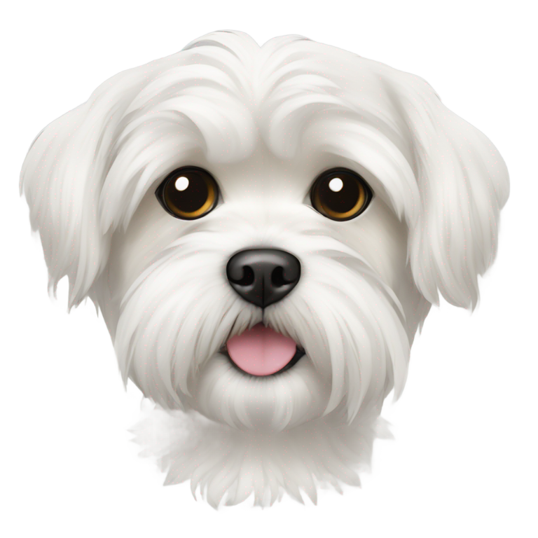 genmoji: White Maltese Shih Tzu mix with black splotches