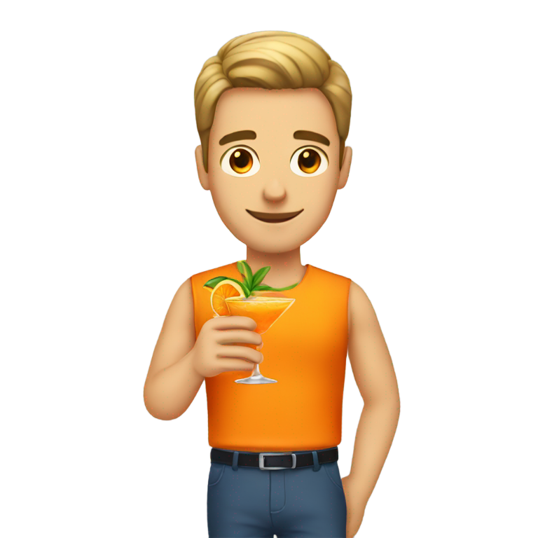 genmoji: A guy drinking an orange cocktail
