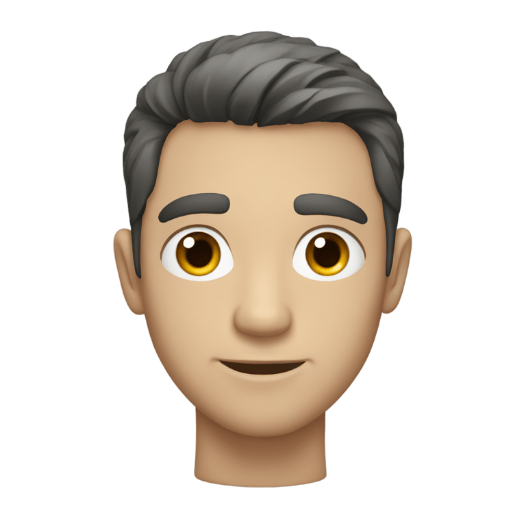 genmoji : a man with gray eyes, dark hair, who says ok