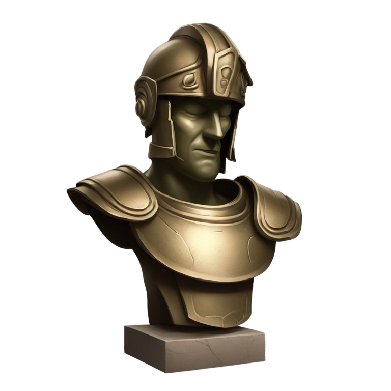 genmoji：友好的巨型青铜自动机TaLoS，仿古希腊传统锻造，装扮成希腊青铜士兵雕像半身像