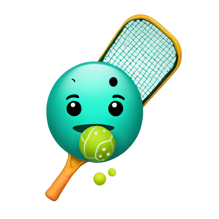 絵文字：ピクルボールとティール色のパドル