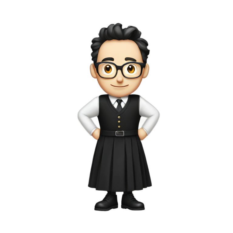 genmoji : Tom Kenny en jupe noire