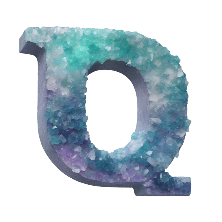 genmoji: Letter q made out of quartz paint