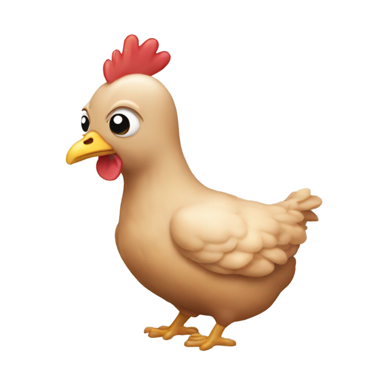 genmoji : Caca sur un poulet sans plumes