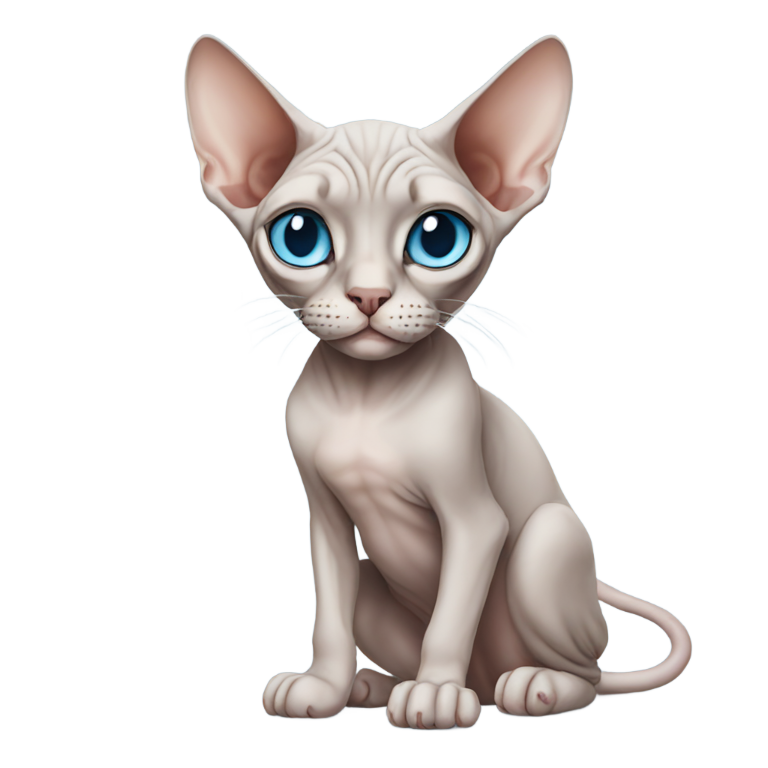 genmoji：无毛猫。蓝眼睛。吸烟。