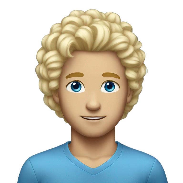 genmoji：金发蓝眼，浓密蓬松的头发