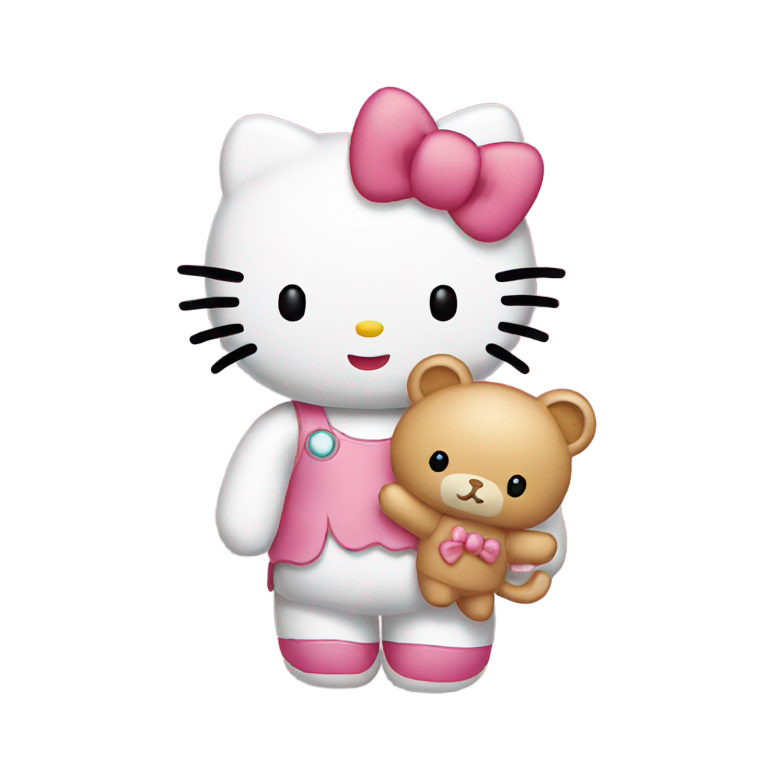 genmoji：凯蒂猫怀抱泰迪熊毛绒玩具