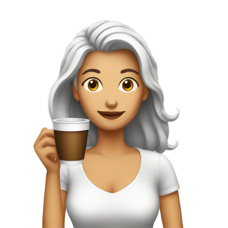 genmoji: lady drinking coffe