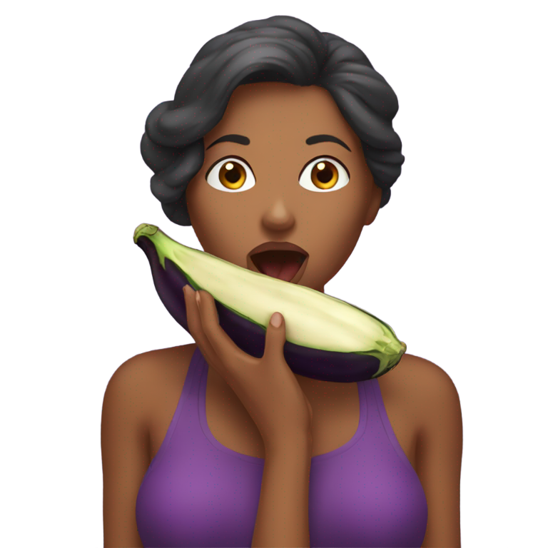 genmoji: woman sucking an eggplant