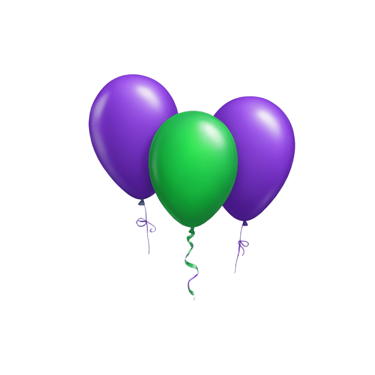 genmoji: A purple balloon and a green ballon