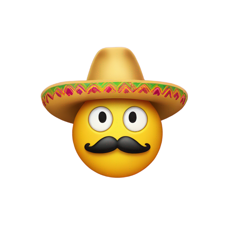 genmoji : Émoji visage heureux avec sombrero et moustache
