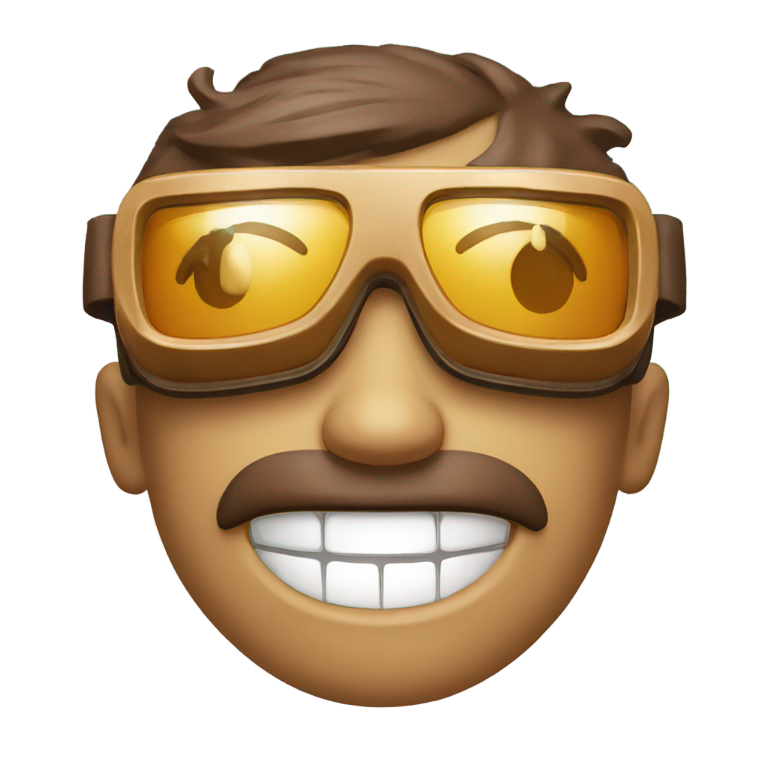 genmoji：锤子，眼镜眼睛，闪耀笑容，棕色轮廓，光滑平面