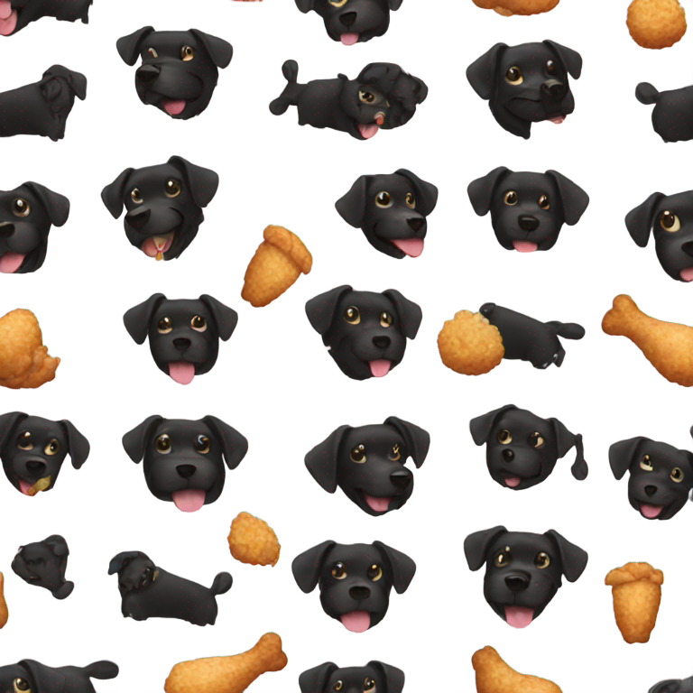 絵文字：黒い犬がフライドチキンを持っている