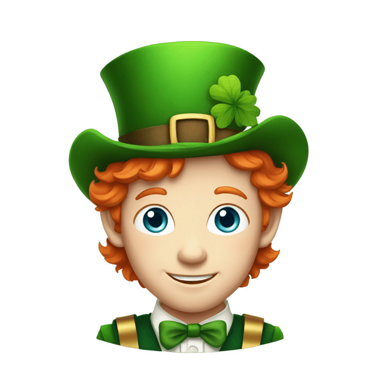 genmoji : Boy Blue eyed Leprechaun with red hair