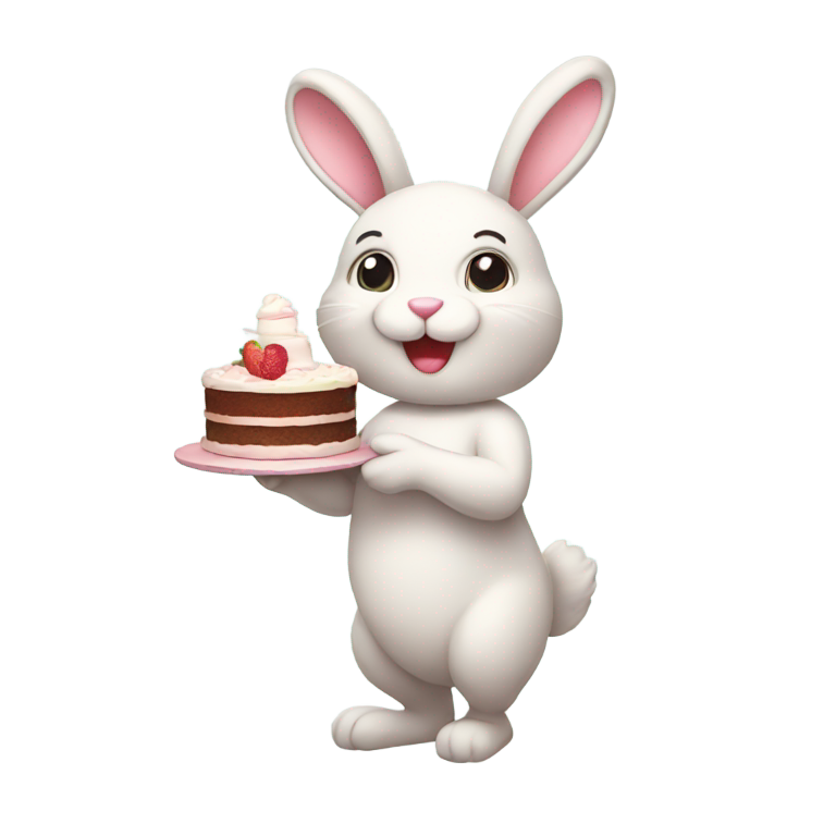genmoji: Simple design  bunny holding cake