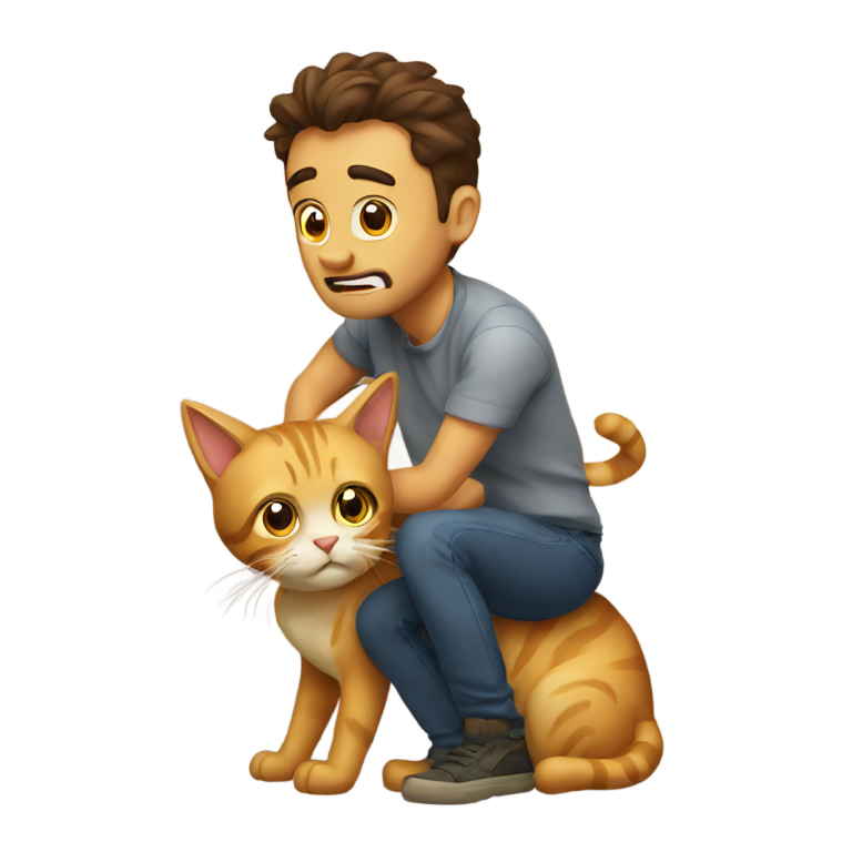 genmoji: A man on cat afraid