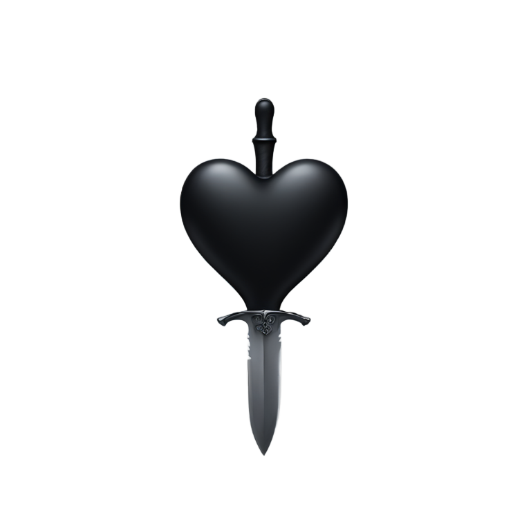 genmoji : Cœur noir avec un poignard dedans