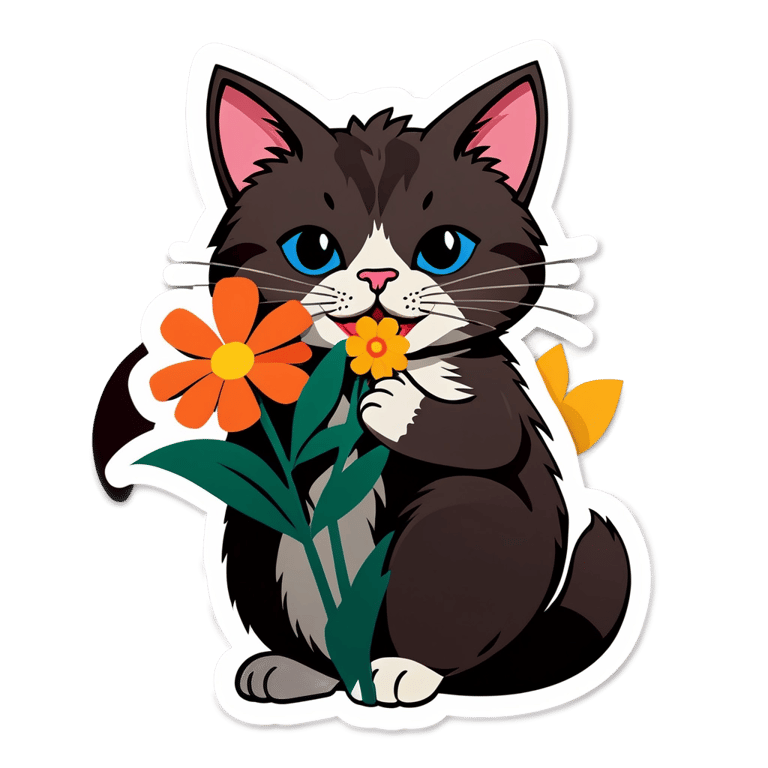 genmoji: cat eating flower