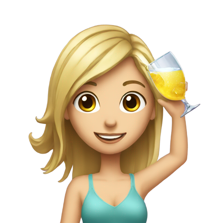 genmoji：女孩举着香槟杯庆祝派对