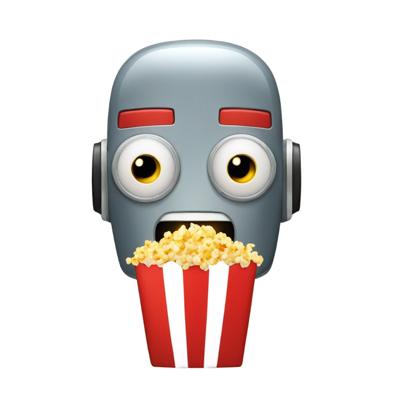 絵文字：cinema robot face with popcorn (NOT HUMAN)
