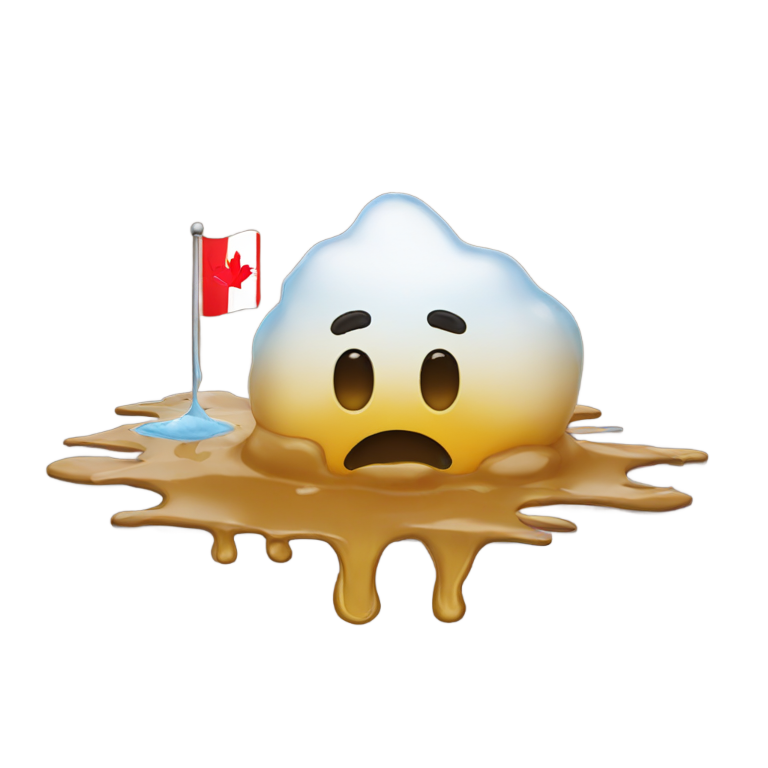genmoji: 🫠 the melt emoji but the puddle is the canadian flag