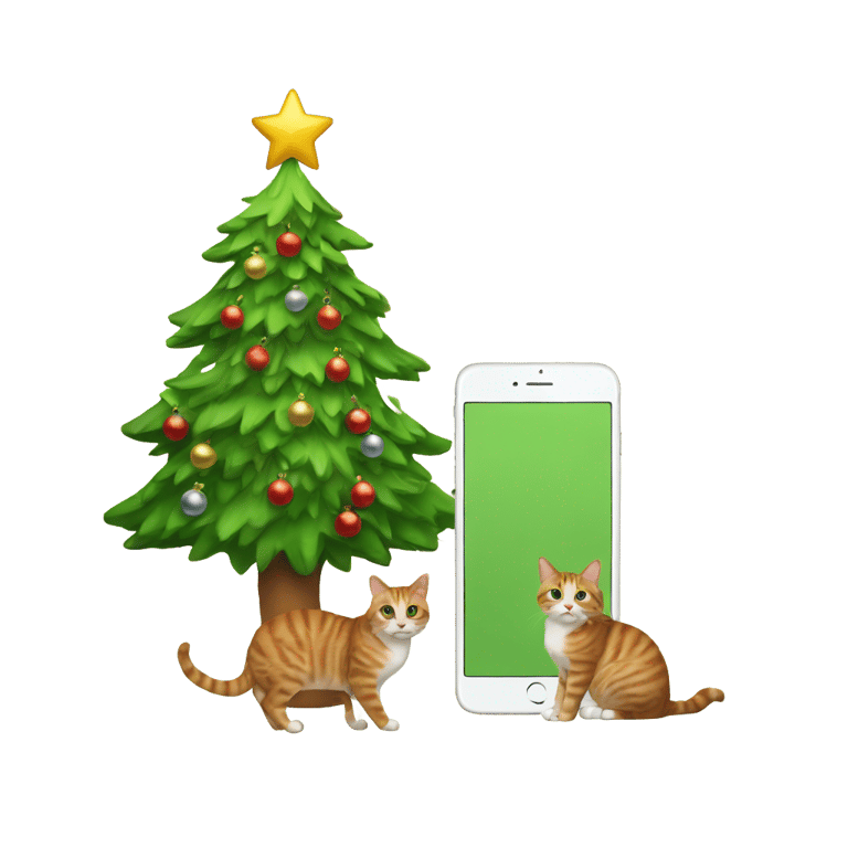 genmoji：圣诞树上的猫和iPhone + iPad