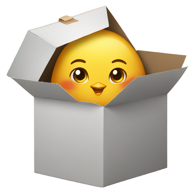 genmoji：一只盒子里的小鸡，伤心