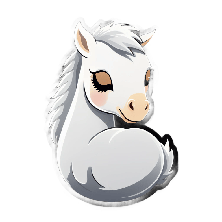 genmoji: white baby horse sleeping
