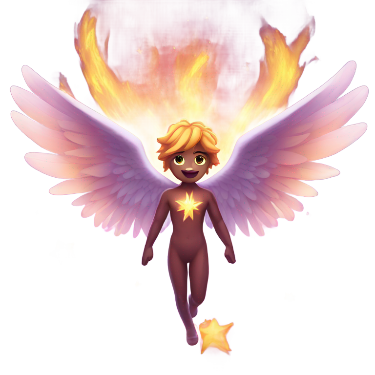 genmoji：star in fire with wings