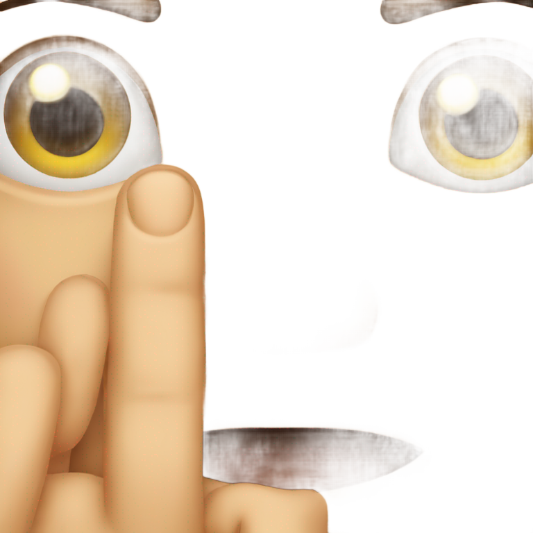 絵文字：ok a face emoji but a hand is strait on the left side of the mouth as if you are whispering to someones ear