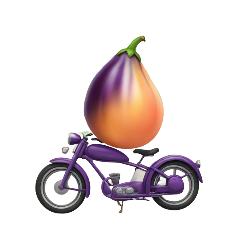 genmoji：茄子在桃子里的自行车上