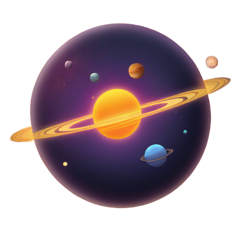 genmoji : planètes orbitant autour du soleil