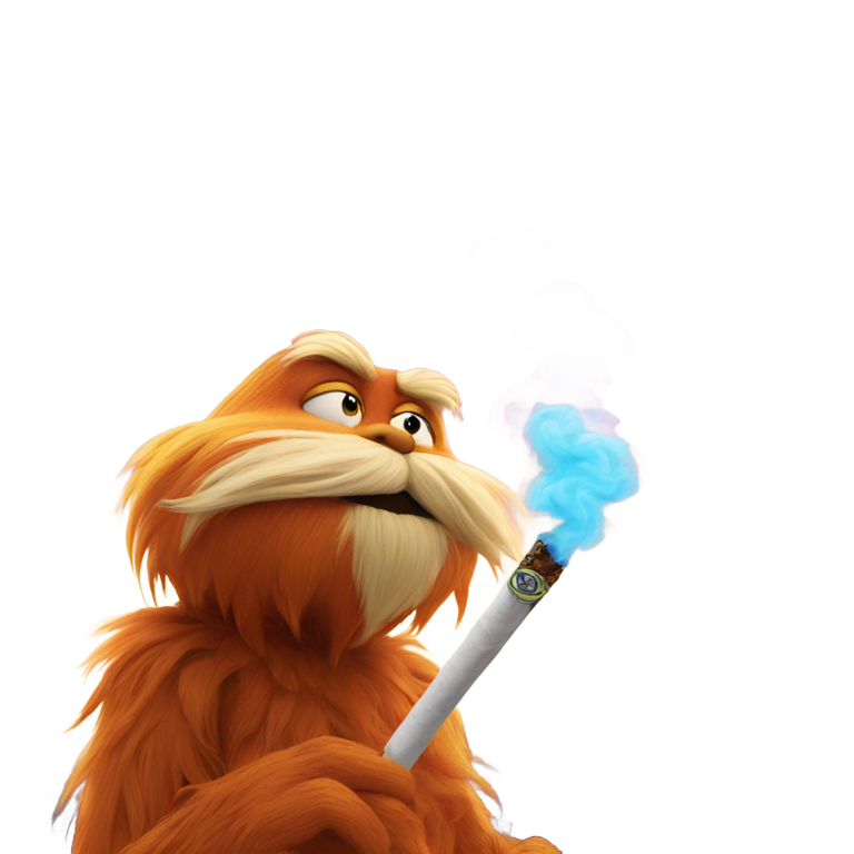 genmoji : Le Lorax fumant une cigarette