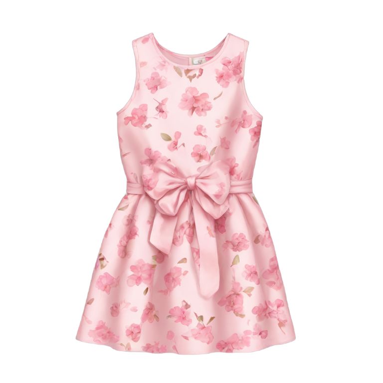 genmoji : Une jolie robe mini fleurie rose pour le brunch