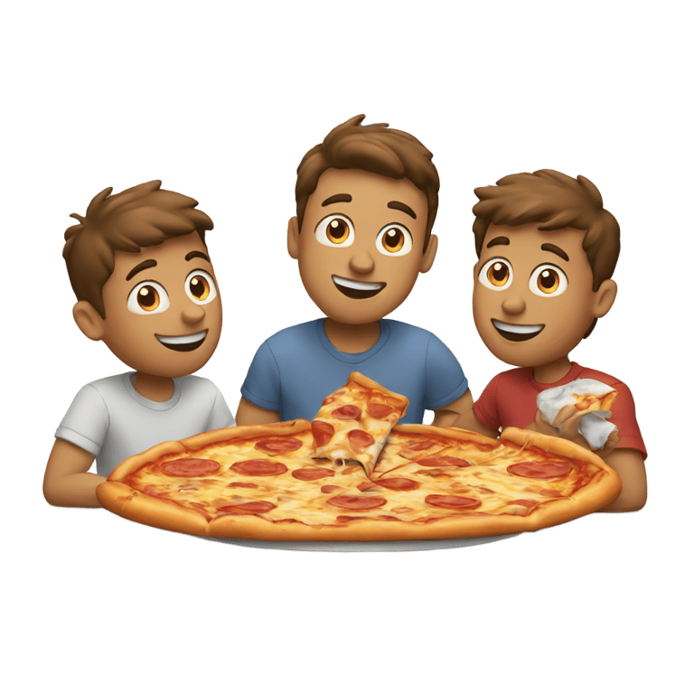 genmoji：三个人吃披萨