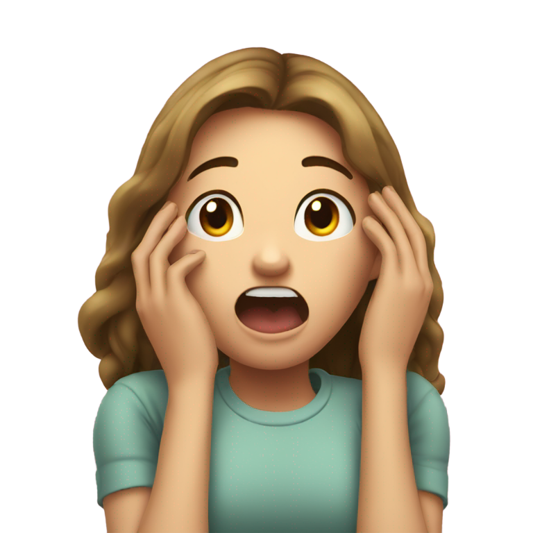 genmoji：女孩掐着自己的喉咙，看起来很害怕。