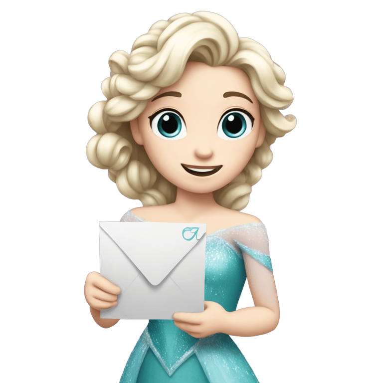 genmoji：Elsa holding a  letter 'A'