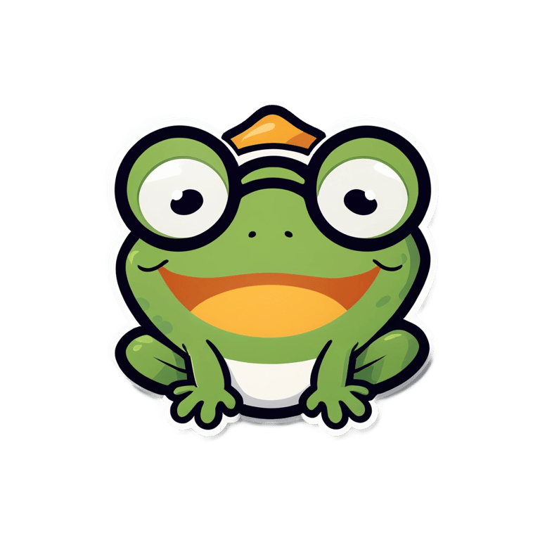 genmoji: A vector smiling frog face wearing glasses