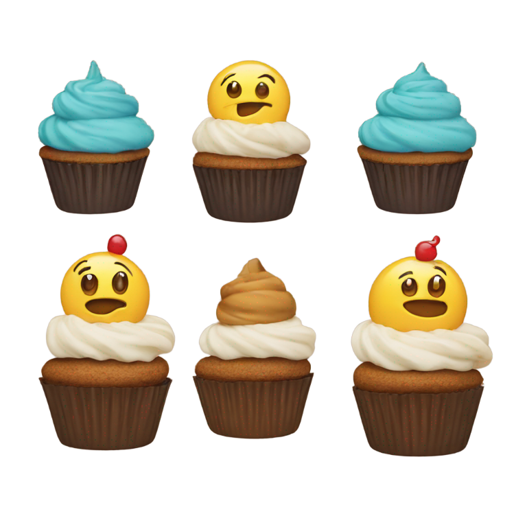 genmoji: Cupcake with a poop emoji instead of the frosting