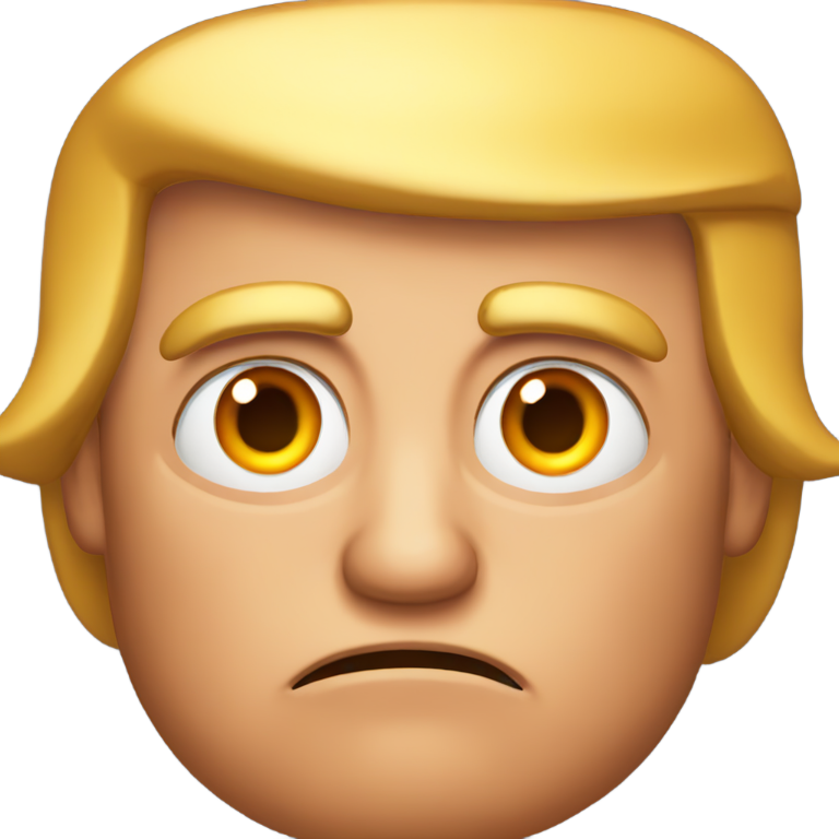 genmoji：愤怒的唐纳德·特朗普，橙色皮肤，眯眼