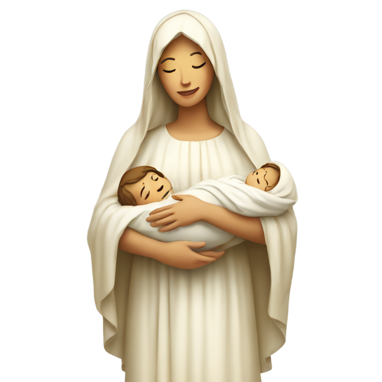 genmoji: Mother Mary holding jesus