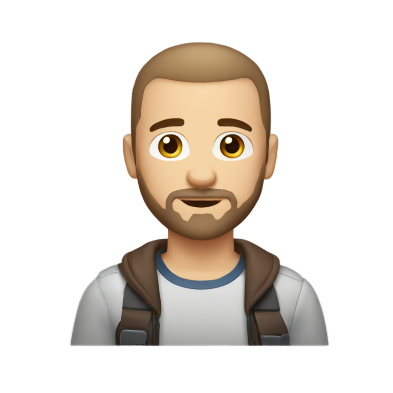 genmoji: white brown hair brown beard brown eyes buzz cut